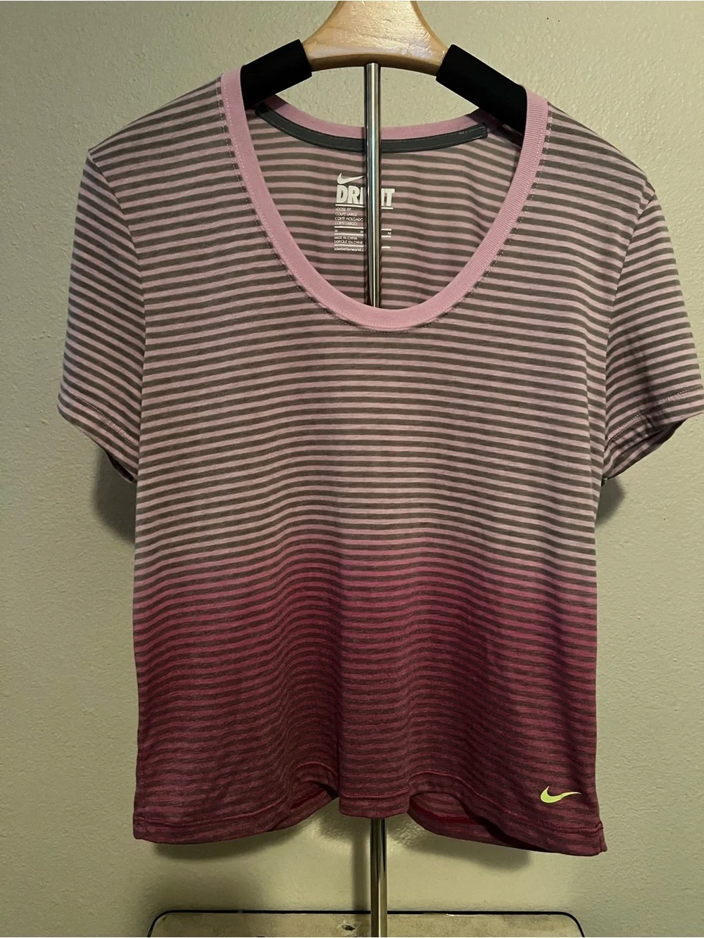 Nike Pink Ombre Striped Dri-FIT Short Sleeve Tee